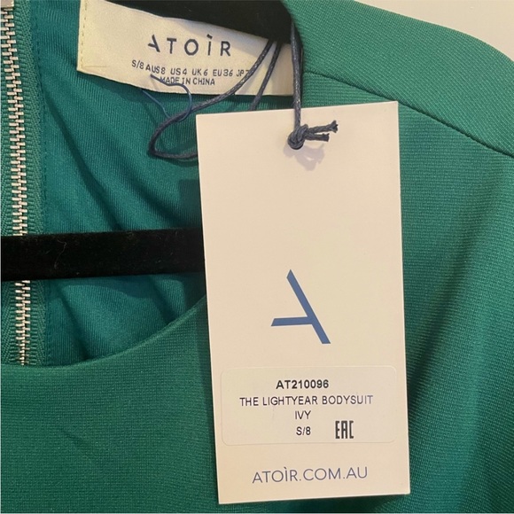 ATOIR “LIGHTYEAR” CUTOUT EMBELLISHED BODYSUIT, GREEN SZ S NWT! - Picture 8 of 10